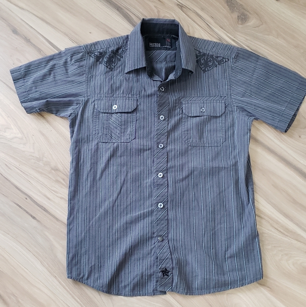 Graphic Button Collar Shirt, Size 14/16
